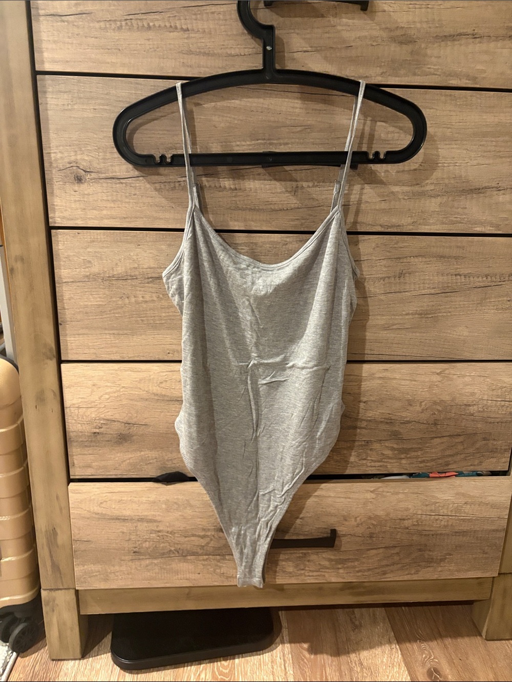 Light Grey Spaghetti Strap Bodysuit - Women's Slim Fit